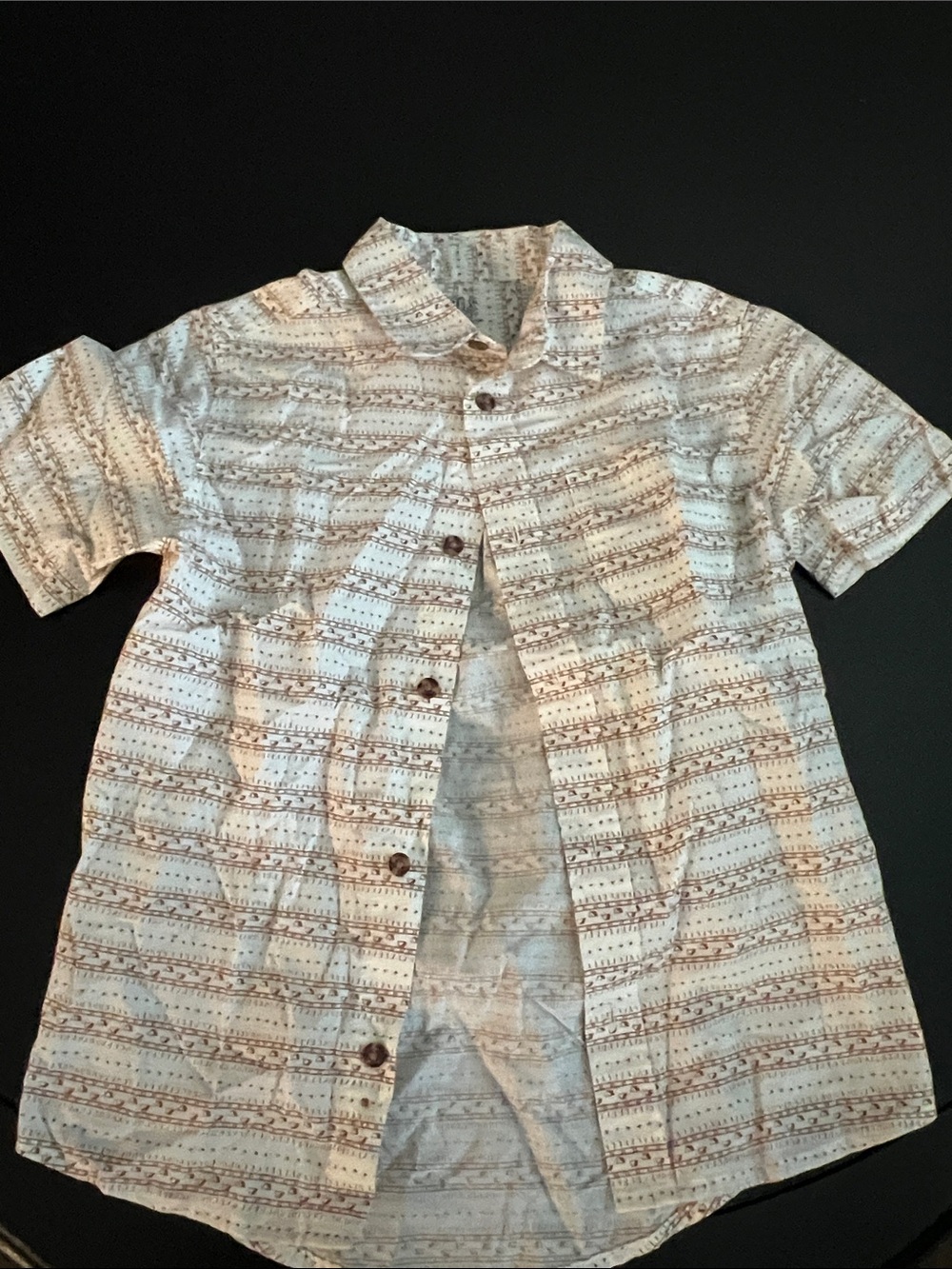 Falls Creek Boys Light Blue and Brown Striped Button Down Shirt